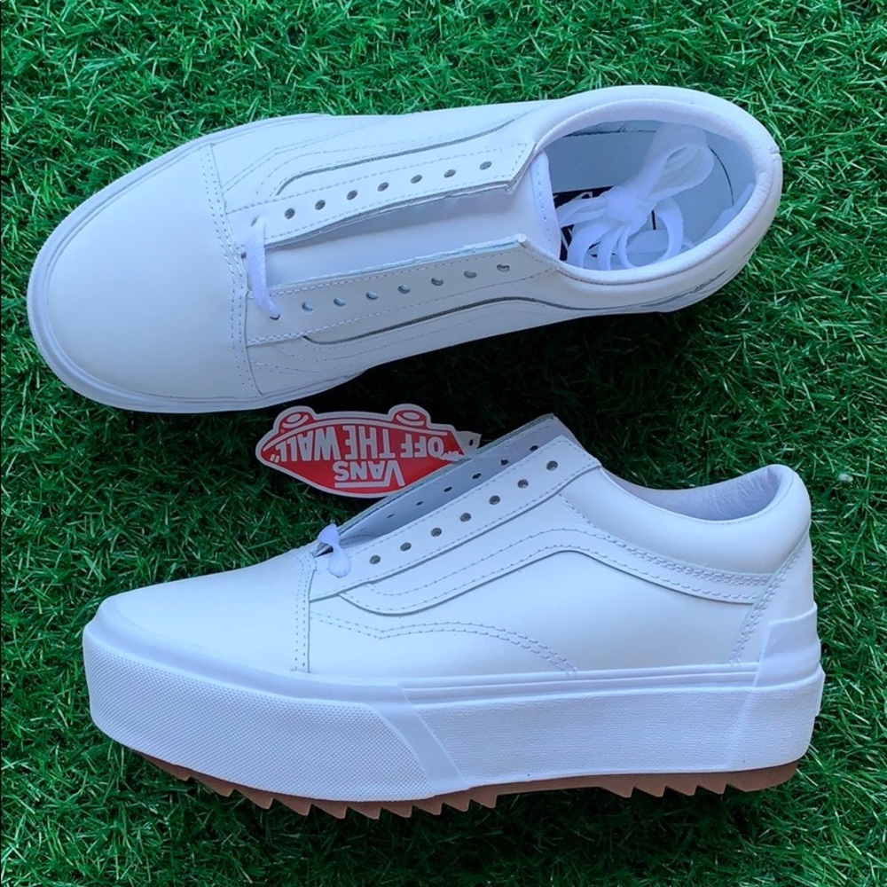 VANS OLD SKOOL STACKED LEATHER TRUE WHITE WMNS PLA - Picture 14 of 16